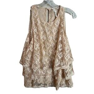 Anthropologie Tiered Lace Cottagecore Fairy Whimsical Sleeveless US 10 Peach